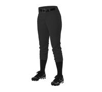 Alleson Athletic Fastpitch Softball Pants for Women. Low Rise Double Knit Black Softball Pants with Belt Loop (Style 605PBW) Large