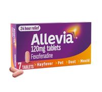 Allevia Hayfever Allergy Tablets 120mg Fexofenadine Antihistamine, 7 cts | Acts within 1 hour. 24-hour multi-symptom allergy relief. Relieves sneezing, itchy eyes and runny nose.