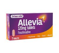 Allevia Hayfever Allergy Tablets, Prescription Strength 120 mg Fexofenadine, 24hr Relief Acts Within 1 Hour, Including Sneezing, Watery Eyes, Itchy and Runny Nose, 7 Tablets