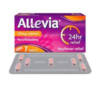 Allevia Hayfever Allergy Tablets, Prescription Strength 120 mg Fexofenadine, 24hr Relief Acts Within 1 Hour, Including Sneezing, Watery Eyes, Itchy and Runny Nose, 7 Tablets
