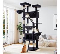 Allewie 81 Inches Tall Cat Tree/Multi-Level Large Cat Tree House and Towers for Large Cat/Cat Climbing Tree with Cat Condo and Hammock/Cat Tree Scratching Post/Wide Base/Dark Grey