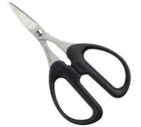 ALLEX Heavy Duty Sharp Japanese Stainless Steel 1" Scissors - Small Rubber Cutting Scissors for Sheet, Stamp, Craft, Curved Blade Tips, Made in Japan, Black