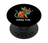 Alley Cat Bowling Graphic | Geometric Feline Bowler PopSockets Adhesive PopGrip