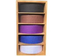 Alley Cats Brazilian Jiu Jitsu Belt Display | Pine Belt Box | 5 BJJ Belt Display Case | White to Black Belt Rack | Martial Arts Jiu Jitsu Belt Holder | Gifts for Jiu Jitsu Practitioners | OSS