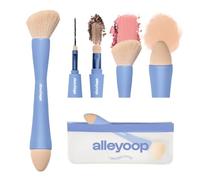 Alleyoop Multi-Tasker 4-in-1 Makeup Brush - All-in-One Multi-Tasking Blending Sponge, Eyeshadow, Eyebrow & Liner, Blush & Bronzer Brush - On-the-Go Makeup Applicator Tool - Vegan & Travel-Friendly