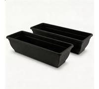 ALLEZ - 2pcs Trough Planter Black - Window Box Planter, Plants Flower Long Pot - Indoor Outdoor Rectangular Planters - Durable Trough Planters For Herbs, Shrubs, Window Sill Pots 60cm (2, Black)