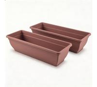 ALLEZ - 2pcs Trough Planter Black - Window Box Planter, Plants Flower Long Pot - Indoor Outdoor Rectangular Planters - Durable Trough Planters For Herbs, Shrubs, Window Sill Pots 60cm (2, Terracotta)