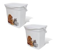 ALLEZ Pet Food Storage Container 6L - Large Treat Box With Handle - Reusable Plastic Container - Tight Fitting Lid - Treat Bin For Cat & Dog - Long Lasting, Portable Food Storage Bin, (Plastic, 2)