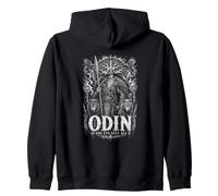 Allfather One Eye Sees All Odin Wolves Runes Zip Hoodie