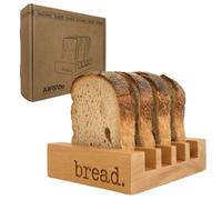 AllFondo Toast Holder Rack | 4 Homemade Sourdough Bread Slice Wood Bread Rack | 8 Sandwich Type Slices Toast Stand | Compact Toast Holder Server