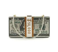 AllForYou Money Clutch Rhinestone Purse 10000 Dollars Stack of Cash Evening Handbags Shoulder Wedding Dinner Bag