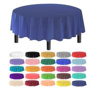 Allgala 12-Pack Premium Plastic Table Cover Medium Weight Disposable Tablecloth-12PK Round 84"-Navy-TC58526