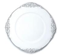 allgala 13-Inch 6-Pack Heavy Quality Round Charger Plates-Floral White Silver Trim-HD80342