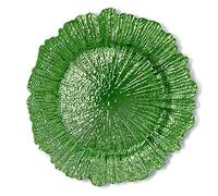 Allgala 13-Inch 6-Pack Re-Usable Heavy Quality Plastic Round Charger Plates-Reef Green-HD80335