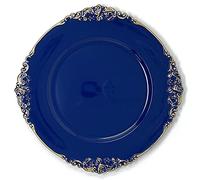 allgala Heavy Quality Round Charger Plates - Dinner Plates - Set of Charger Plates for Table Decor - Ideal for Weddings, Thanksgiving Parties & Holidays - Floral Royal Blue (13-Inch 6-Pack)