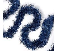 Allgala Navy Blue Tinsel Garland, 50 Feet Christmas Metallic Foil Tinsel Garland Decoration for Holiday Tree Walll Rail Home Office Event Fall Thanksgiving Decoration