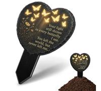 ALLGAYER 1 Piece Acrylic Memorial Plaque Heart Butterfly Design Black Cemetery Ornaments Durable Grave Markers Outdoors Decor for Graveside Memorial Garden Loved Ones Remembrance 20x13.94CM