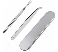 ALLGAYER 2Pcs Tick Remover Tools, Stainless Steel Tick Removal Tool Kit with Fine-Tipped Tweezers and Iron Storage Box, 12cm Compact Size Equipment for Dogs, Cats and Humans During Outdoor Hiking