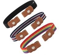 ALLGAYER 3 Pcs Kids Elastic Belts Without Buckle, Adjustable Invisible Belt for Boys and Girls, Buckle-Free Stretch Belt (37-57cm) for School Uniform, Jeans, Trousers, Black, Rainbow, Red White Cyan