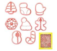 ALLGAYER 8-Piece Christmas Cookie Cutter Set, Plastic Christmas Cookie Stamps, Snowflake, Christmas Tree, Snowman Shapes, for Cookie Dough, Pastry, Donut, Fondant, Sugarcraft, DIY