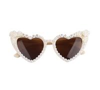 ALLGAYER Bride To Be Sunglasses Faux Pearl Embellished Heart Shaped Sunglasses, Wedding Sunglass, Bachelorette Party Hen Party Bride Accessories Decorations