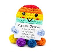 ALLGAYER Positive Octopus Crochet,Knitted Rainbow Emotional Support Gift | 1pc plush octopus teddy; unique handmade wool crafts; cute office desk decor & motivational pocket hug gifts with card
