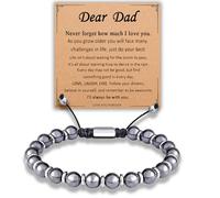 ALLGLAM Gifts for Men Bonus Dad Step Dad New Dad to Be First Time Dad Husband Boyfriend Son Brother Hematite Therapy Adjustable Bracelets for Him Men, One Size, Stainless Steel, no gemstone