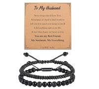 ALLGLAM Gifts for Men Bracelets, Stone Beads Braided Rope Meaningful Bracelet, Mens Adjustable Bracelets Birthday/Valentines Day/Easter Gifts for Men Husband Boyfriend Father, One Size, Stone, no