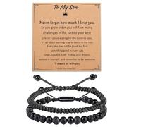 ALLGLAM Gifts for Men Bracelets, Stone Beads Braided Rope Meaningful Bracelet, Mens Adjustable Bracelets Birthday/Valentines Day/Easter Gifts for Men Husband Boyfriend Father, One Size, Stone, no