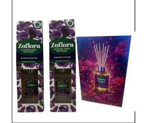 Allglazz Zaflora Midnight Blooms Reed Diffuser, 100ml, Set of 2, Lasts Up To 8 Weeks. Free bespoke greetings card for any occasion