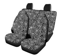 Allhaitong Car Seat Covers For Women Spider Web Black Print Full Set Bucket Seats Cover Protector Universal Fit Most Cars Truck SUV Van