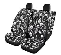 Allhaitong Car Seat Covers Full Set Funny Skull Print Automotive Front & Bench Back Seat Cover Interior Protectors for Auto Truck Van SUV