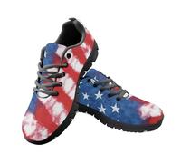 Allhaitong Men Athletic Shoes American Flag Print Comfortable Fashion Non Slip Sneakers Durable Work Tennis Walking Sport Running Shoes