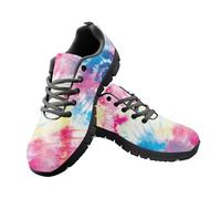 Allhaitong Mens Sneakers Tennis Shoes Casual Black Sole Lace Up Sneakers Fashion Comfortable Walking Running Shoes Colorful Tie Dye Print
