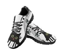 Allhaitong Mens Sneakers Tennis Shoes Casual Black Sole Lace Up Sneakers Fashion Comfortable Walking Running Shoes Black Cat Music Print