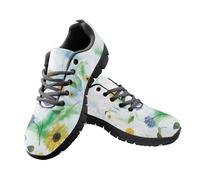 Allhaitong Mens Sneakers Tennis Shoes Casual Black Sole Lace Up Sneakers Fashion Comfortable Walking Running Shoes Flowers Print