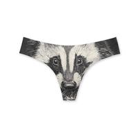 Allhaitong Sexy Thongs for Women American Badger Print Seamless No Show Ladies Thong Breathable Comfortable Stretchy Low Rise Briefs Panties