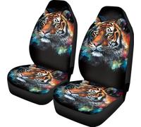 Allhaitong Tiger Print Car Seat Covers Two Front Seats Only Car Interior Accessories Decoration Fit For Most Cars Sedan Van SUV