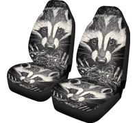 Allhaitong Waterproof Front Car Seat Covers with 3D Printing Patterns, Universal Fit for Most Vehicles American Badger Print