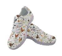 Allhaitong Women's Fashion Sneakers Lightweight Comfortable Athletic Shoes, Non-Slip Walking Shoes for Women Girls Chicken Floral Print
