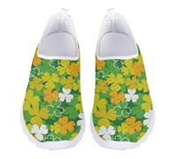 Allhaitong Women's Go Walk Sneakers Four-Leaf Clover Print Athletic Non Slip Lightweight Breathable Footwear Fashion Casual Shoes for Travel Work Running Sport Workout Gym