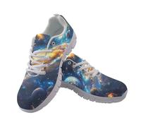 Allhaitong Women's Lightweight Running Shoes Non-Slip Athletic Sneakers for Walking Jogging Gym Tennis, Breathable Mesh Fashion Sports Shoes Space Galaxy Print