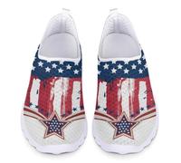 Allhaitong Women's Running Shoes Star Stripe Retro Print Comfortable Supportive Girls Ladies Work Shoes Lightweight Fashion Sneaker