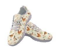 Allhaitong Womens Sneakers Fashion Lightweight Footwear for Running Walking Casual White Sole Tennis Shoes Chicken Print
