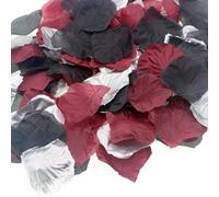 ALLHEARTDESIRES Burgundy Maroon Black Silver Flower Rose Petals Table Scatters Birthday Wedding Aisle Centerpieces Bridal Shower Bachelorette Garaduation Party Home Decoration, 900PCS