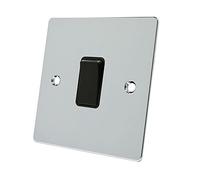 Alliance Electrical FPC1GSWIBLI Polished Chrome Flat Intermediate Black Insert Plastic Rocker Switch-10 Amp Single 1-Gang Light Switch, 240 V