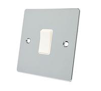 Alliance Electrical FPC1GSWIWH Polished Chrome Flat White Insert Plastic Rocker Switch-10 Amp Single 1 Gang 2 Way Light Switch, 240 V