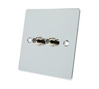 Alliance Electrical FPC2GSKY Polished Chrome Flat 2 Gang Sky Twin F Type Socket for Satellite Outlets, 240 V