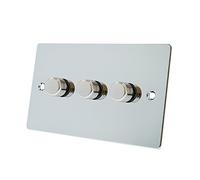 Alliance Electrical FPC3GDIMLED Polished Chrome Flat 250W-10 Amp Triple 3 Gang 2 Way 250W LED Light Dimmer Switch, 250 W, 240 V