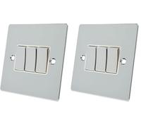 Alliance Electrical FPC3GSWIWC 10 A 3 Gang 2 Way Black Insert Flat Metal Rocker Light Switch - Polished Chrome (Pack of 2)